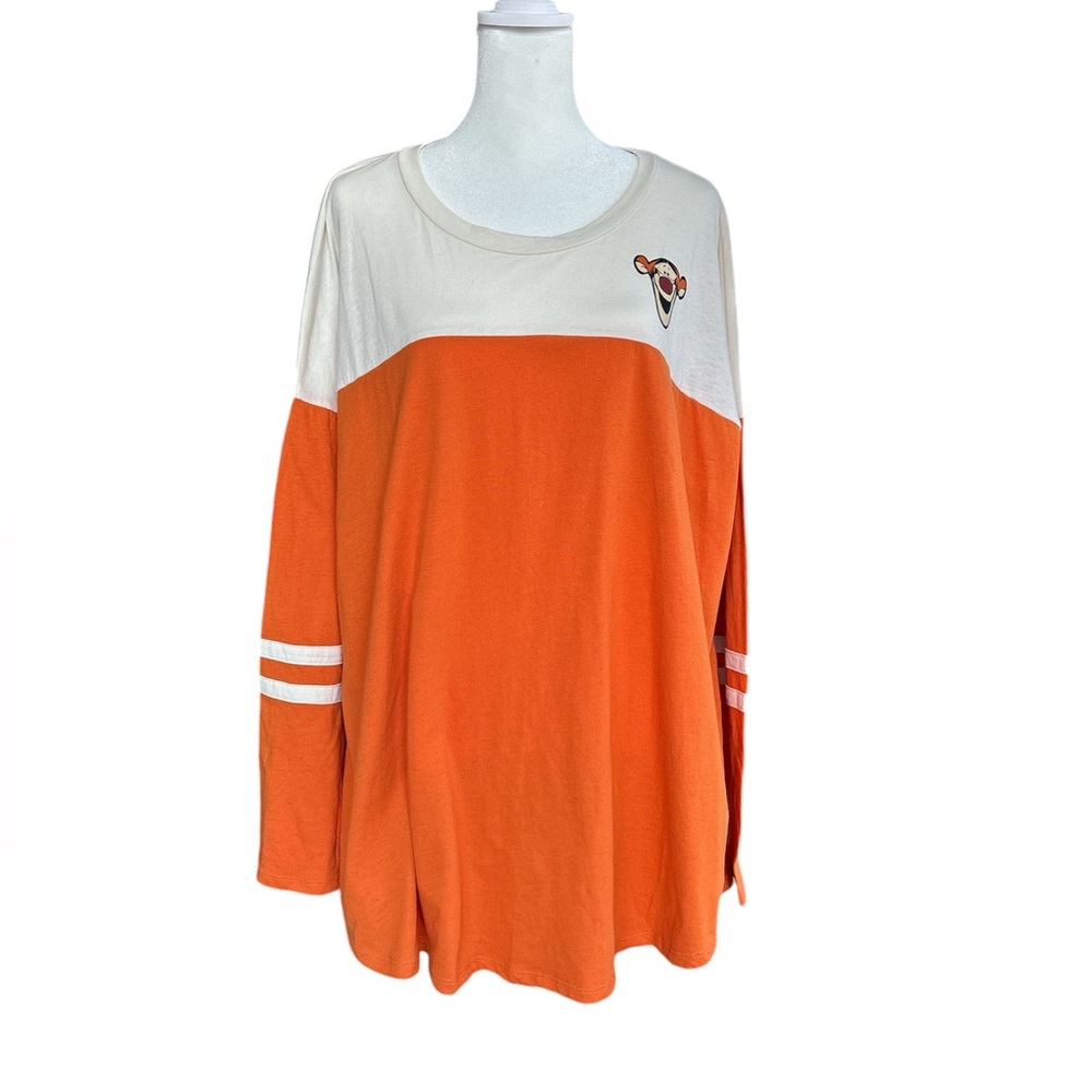Disney Tigger Classic Fit Varsity Long Sleeve Top Cream/Orange 1X - Picture 3 of 9